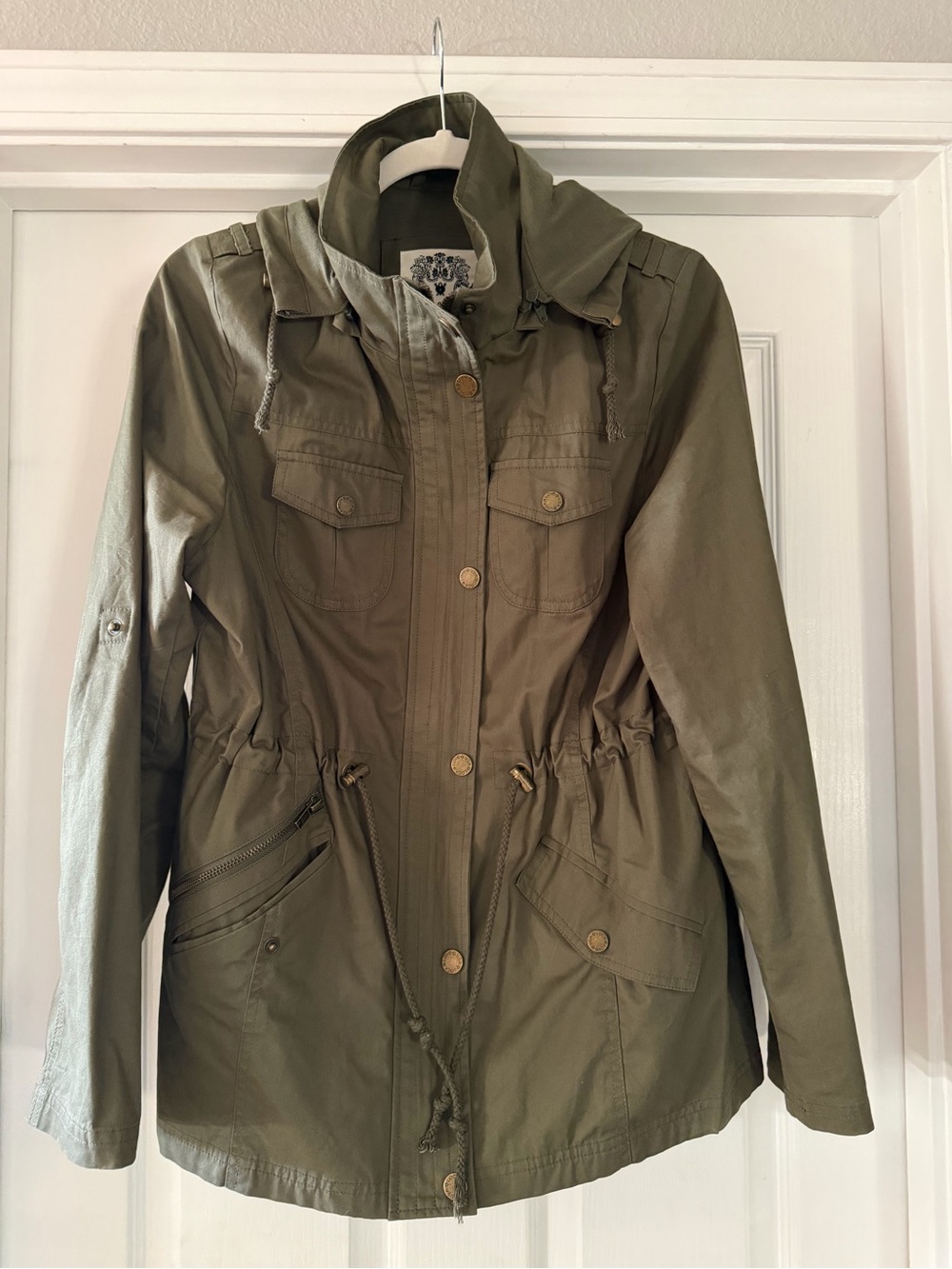 Women’s Olive Utility Jacket with Drawstring Waist